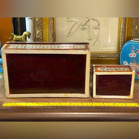 Wood trinket handcrafted boxes (set of 2) approx 7.75”x 4.75” & 3.75”x 2.75” - Picture 14 of 14